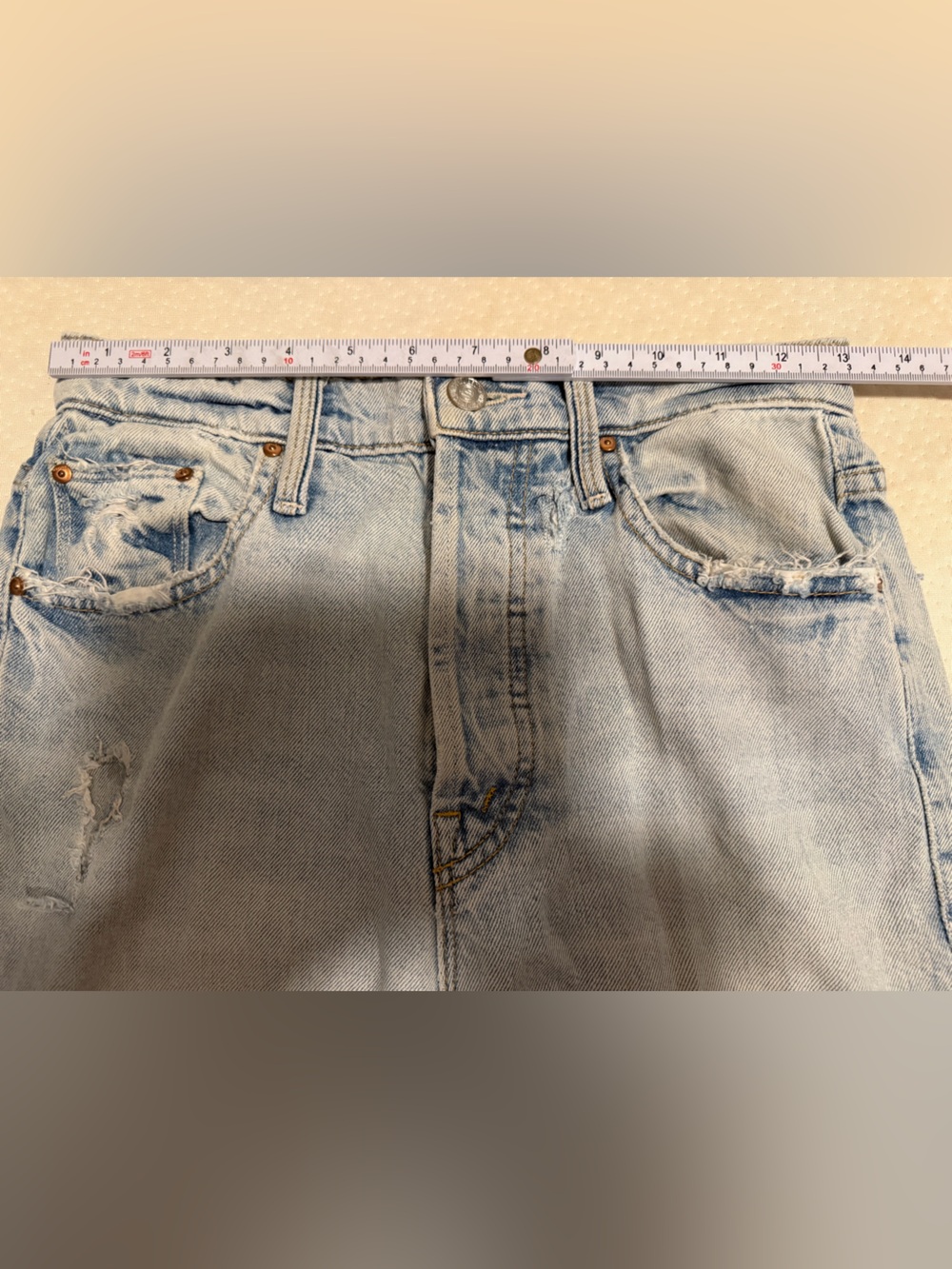Mother Denim "Rambler Ankle Fray" Jeans Sz 25 High-Waist, Raw Hem, Two-Tone - Picture 7 of 16